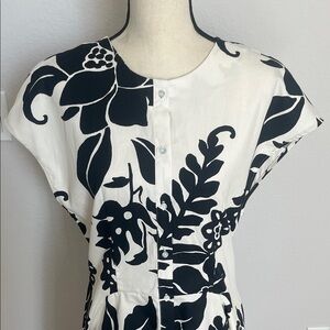 H&M Black & White Floral Button-Front Women's Dress